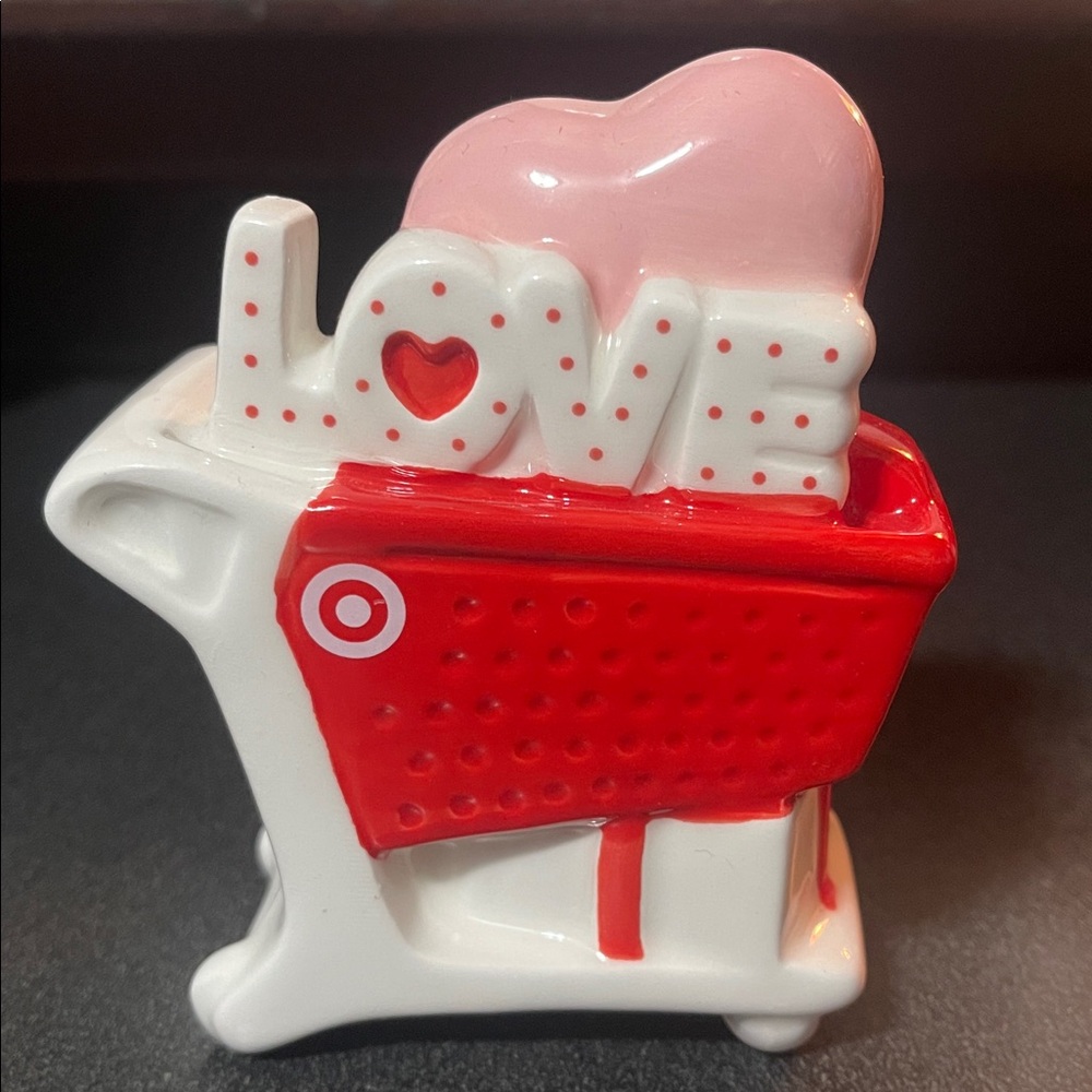 Target Bullseye Red and White Shopping Cart Figurine with LOVE Design